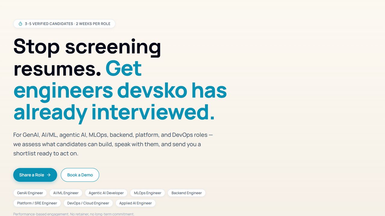 devsko for hiring teams: engineers devsko has already assessed and interviewed